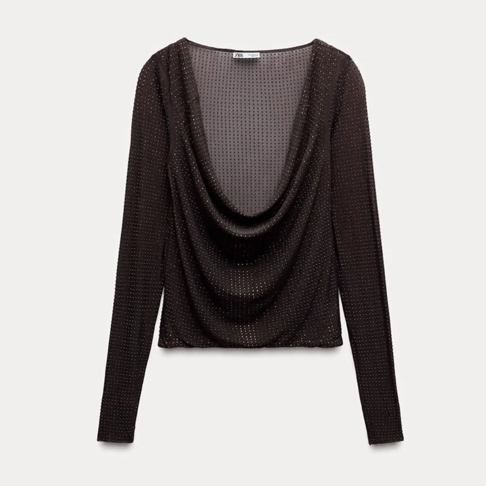 Zara Black Sheer Long Sleeve Blouse - Picture 4 of 9